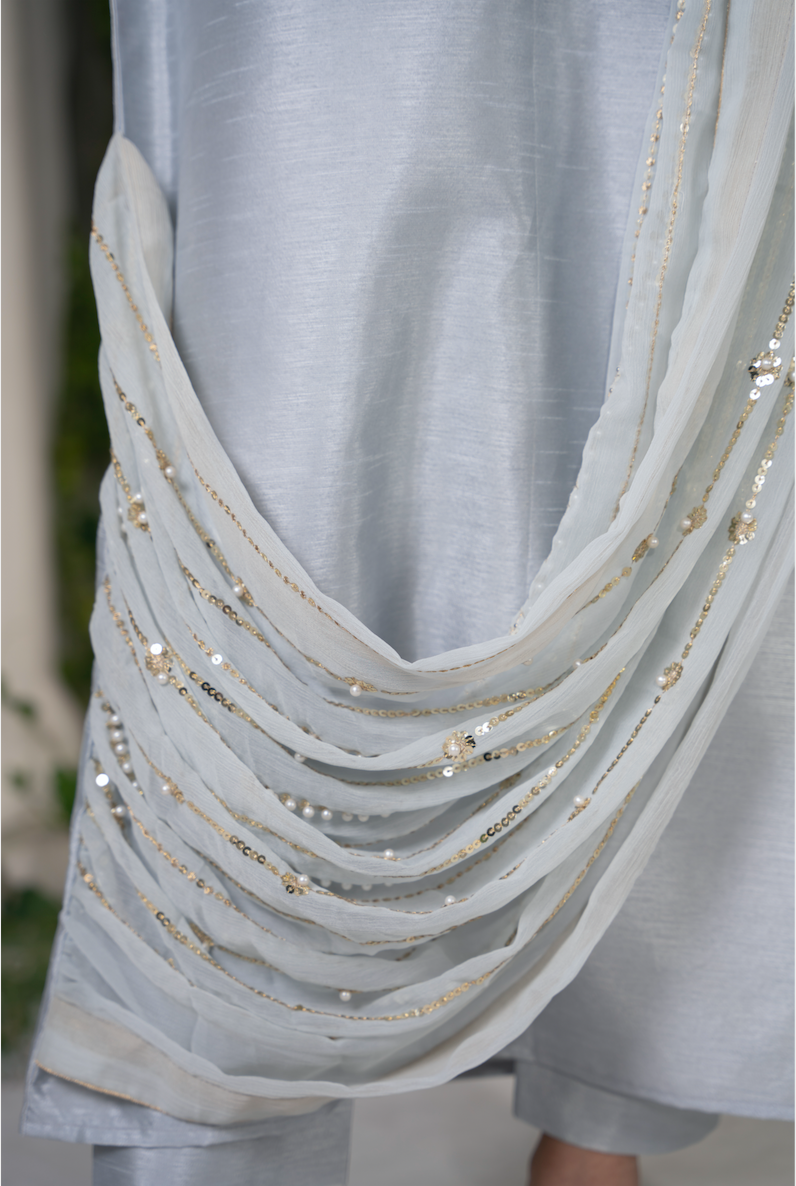 HALA Grey Attached Duppatta