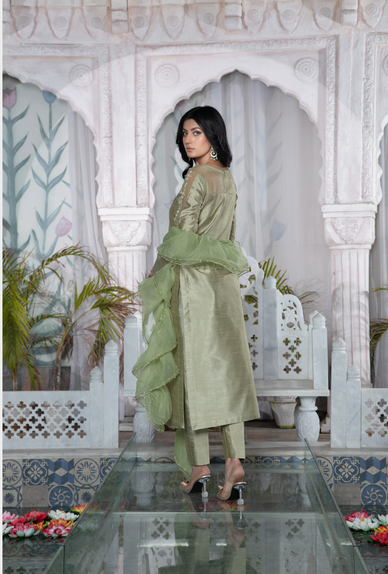 YUMNA Pistachio Green Zari Work